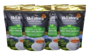 McEntee's Irish Breakfast Tea (Pack of 4) - 250g Refill Bags - Expertly Blended in Ireland. A Traditional Irish Blend of Ceylon and Assam tea's Delivering That Taste of Home.