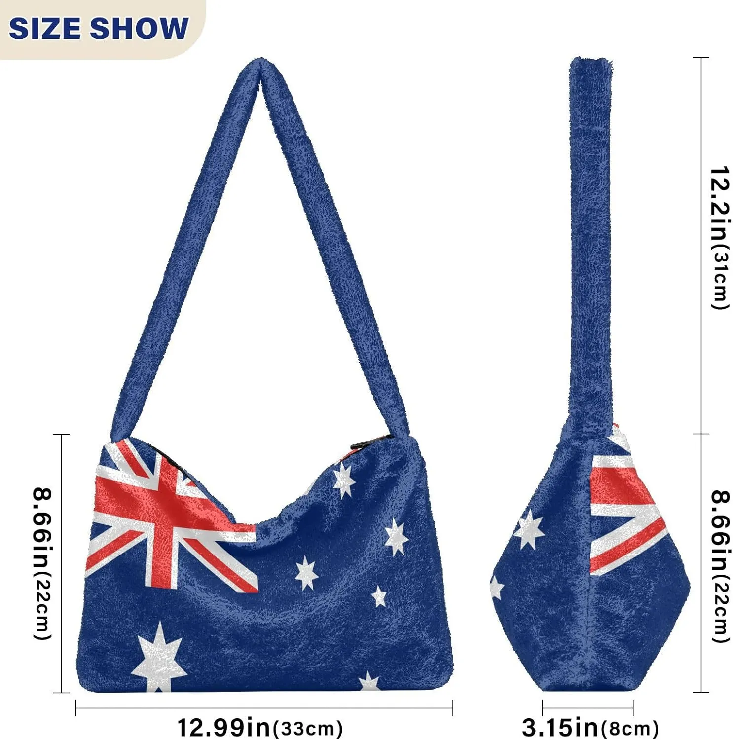 MCHIVER Shoulder Tote Bags for Women Furry Crossbody bag with Zipper Hobo Handbag Purses