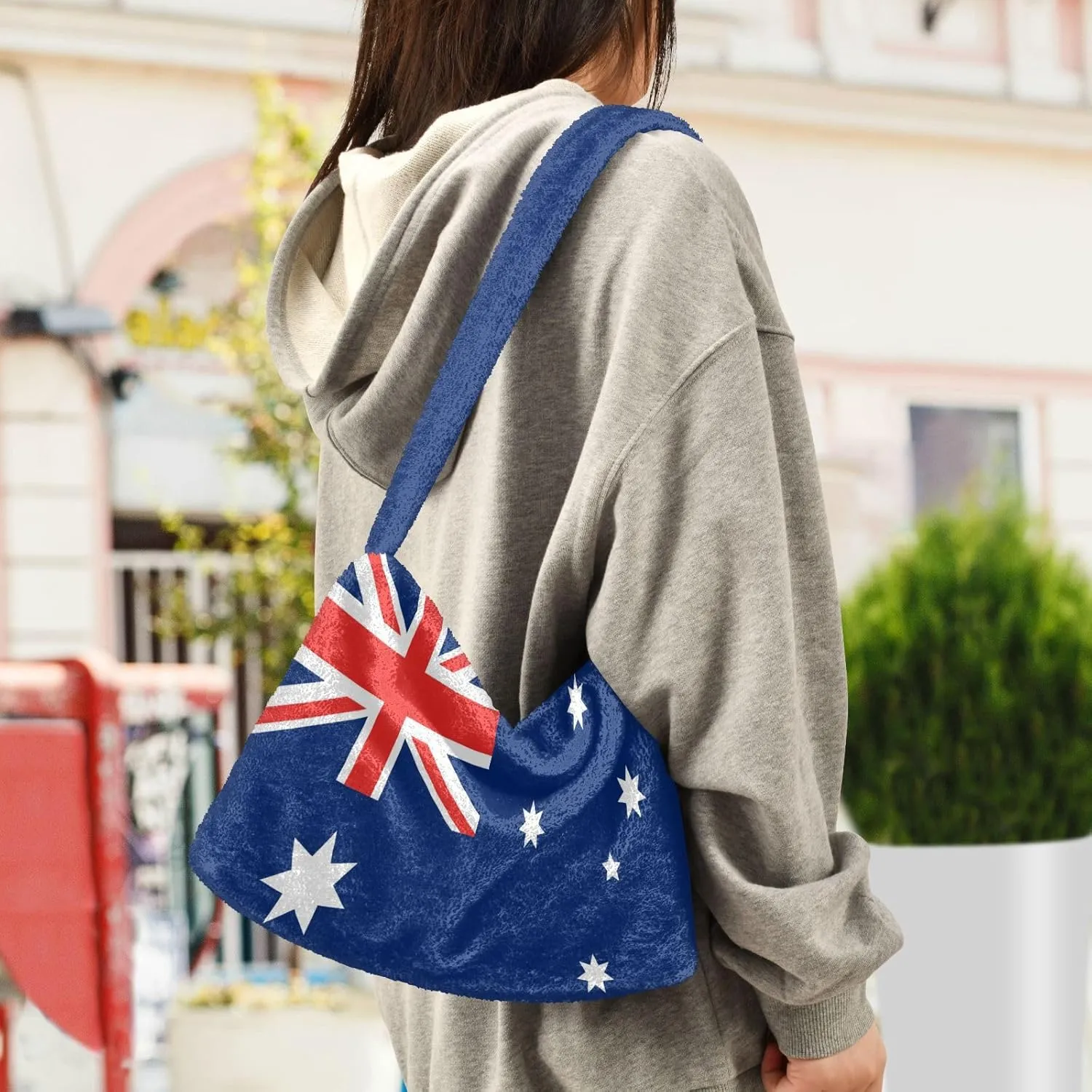 MCHIVER Shoulder Tote Bags for Women Furry Crossbody bag with Zipper Hobo Handbag Purses