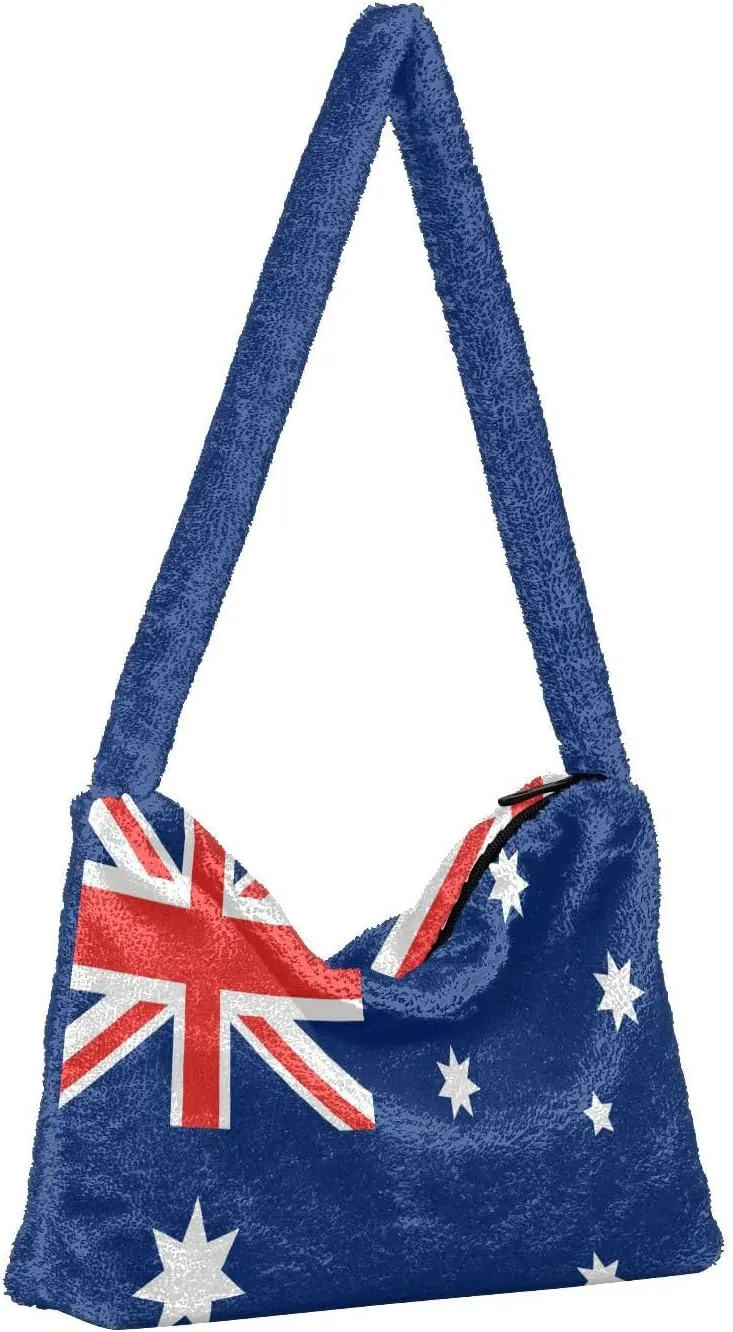 MCHIVER Shoulder Tote Bags for Women Furry Crossbody bag with Zipper Hobo Handbag Purses