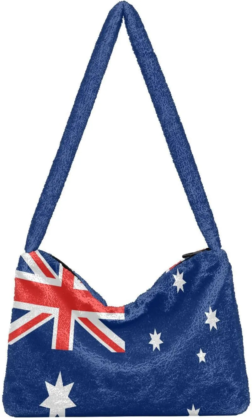 MCHIVER Shoulder Tote Bags for Women Furry Crossbody bag with Zipper Hobo Handbag Purses