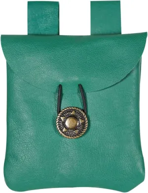 Medieval Belt Bag Renaissance Suede Jewelry Belt Pouch LARP Costume Waist Bag Cosplay Costume Accessories - Emerald Green, 5.5” x 5.1”