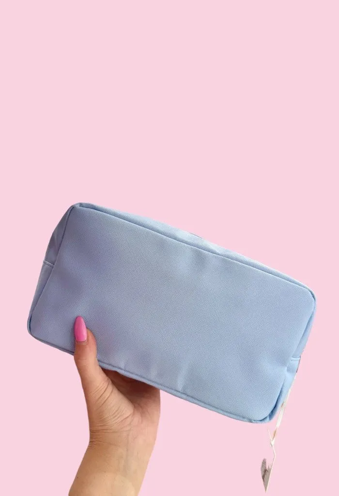 Medium Pillow Talk Cosmetic Bag-Leather Baby Blue