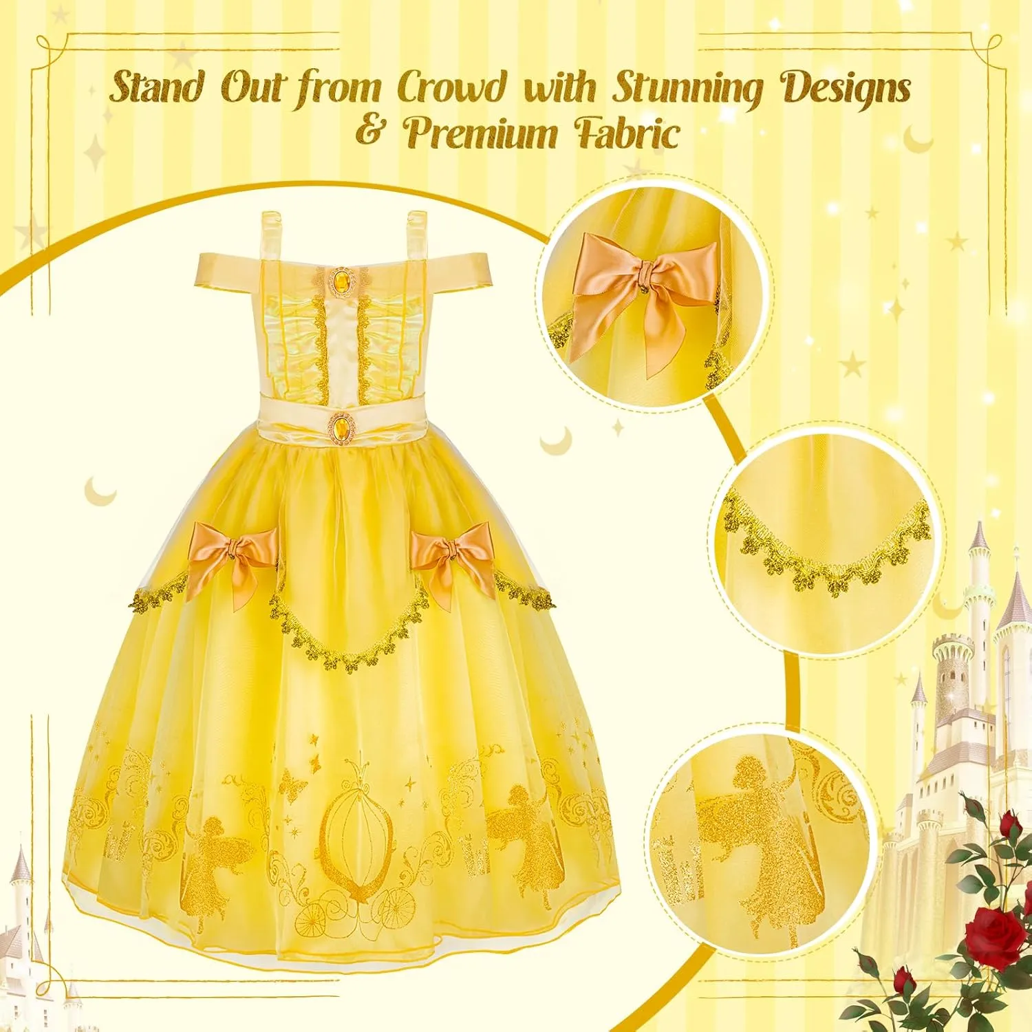 Meland Princess Dress for Girls - Light Up Princess Costume for Toddler Dress Up, Halloween Costumes for Girl 3-10 Years Old