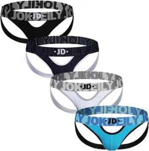 Men's Athletic Supporters Jockstrap 4-Pack Cotton Wide Waistband Active Underwear