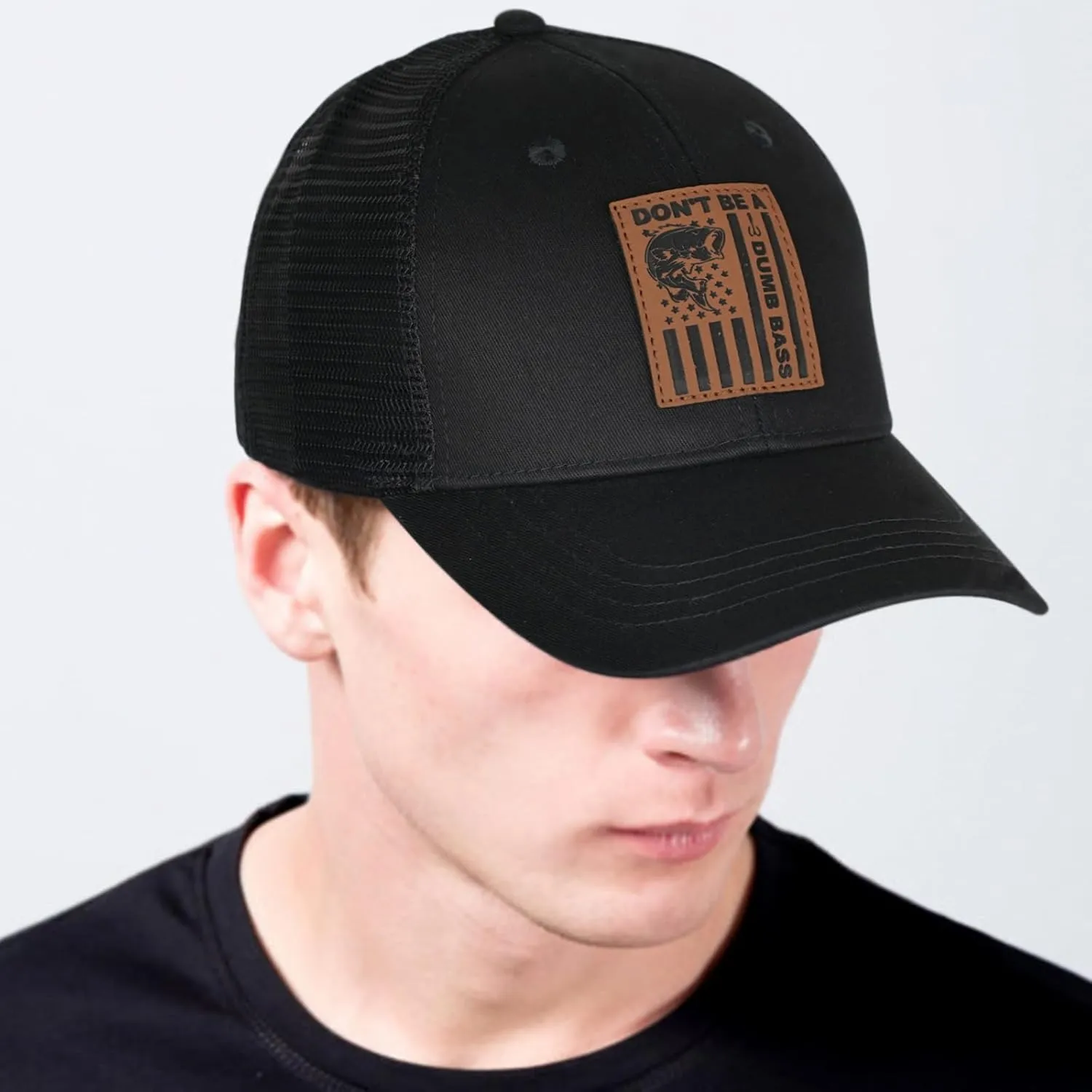 Men's Baseball Hat Patterned Leather Trucker Cap, Birthday for Dad Husband Grandpa Boyfriend