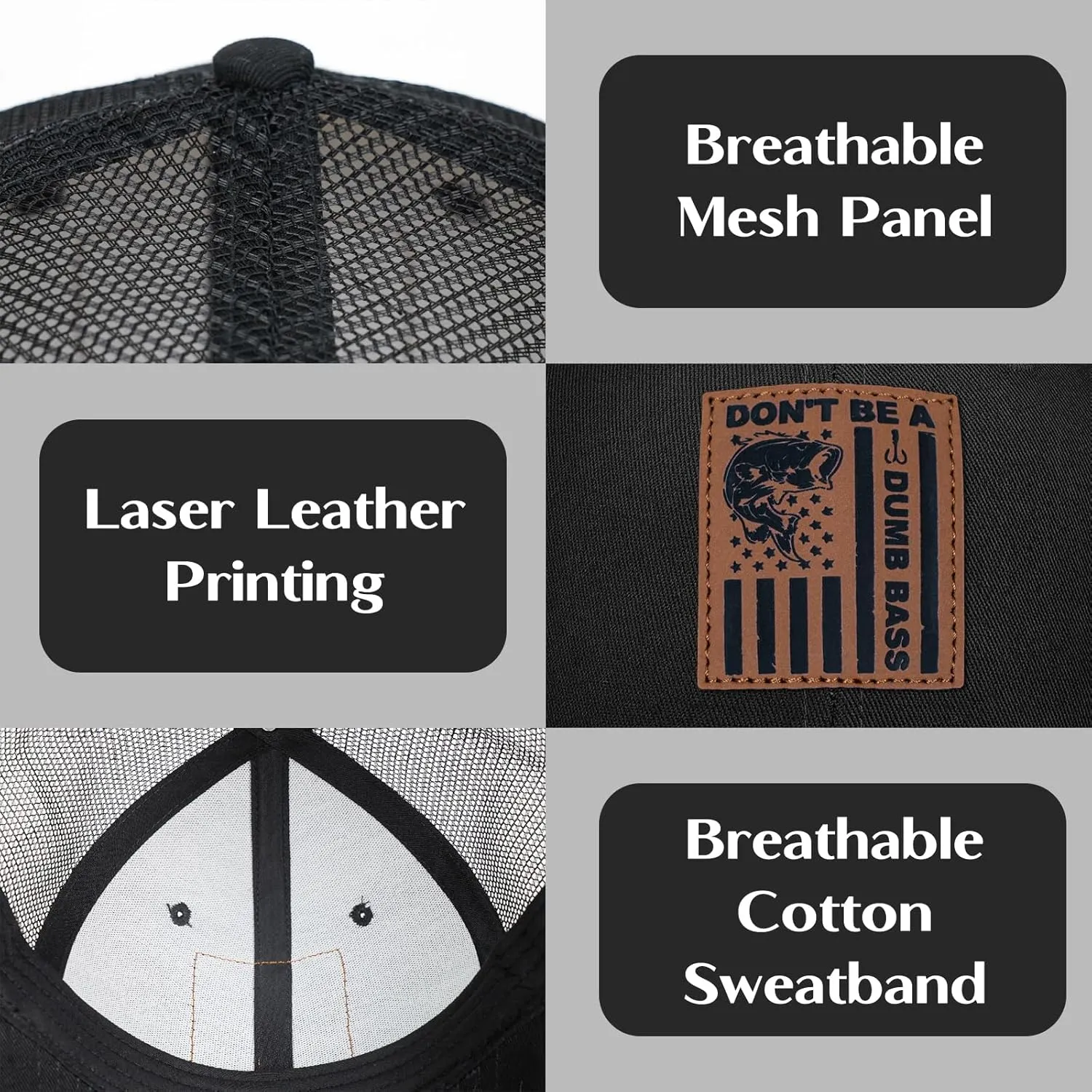 Men's Baseball Hat Patterned Leather Trucker Cap, Birthday for Dad Husband Grandpa Boyfriend