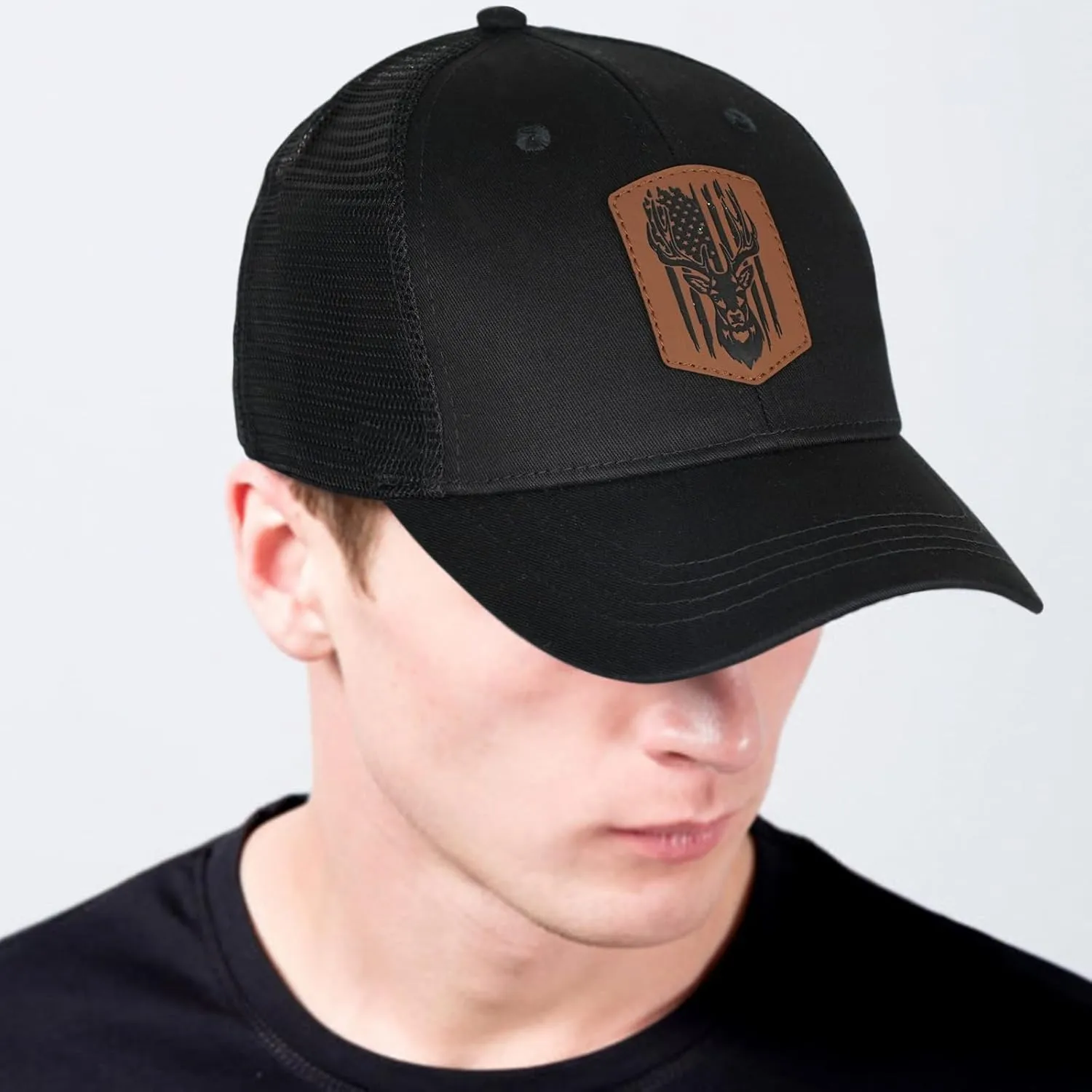 Men's Baseball Hat Patterned Leather Trucker Cap, Birthday for Dad Husband Grandpa Boyfriend