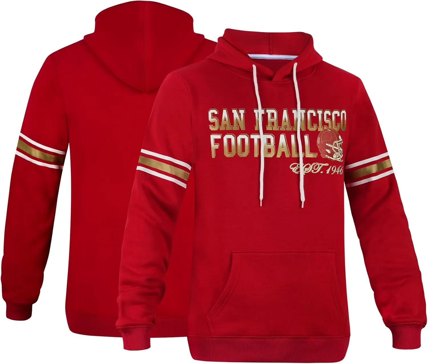 Mens City Football Athletic Fleece Hoodies Pullover Stripes Sweatshirts