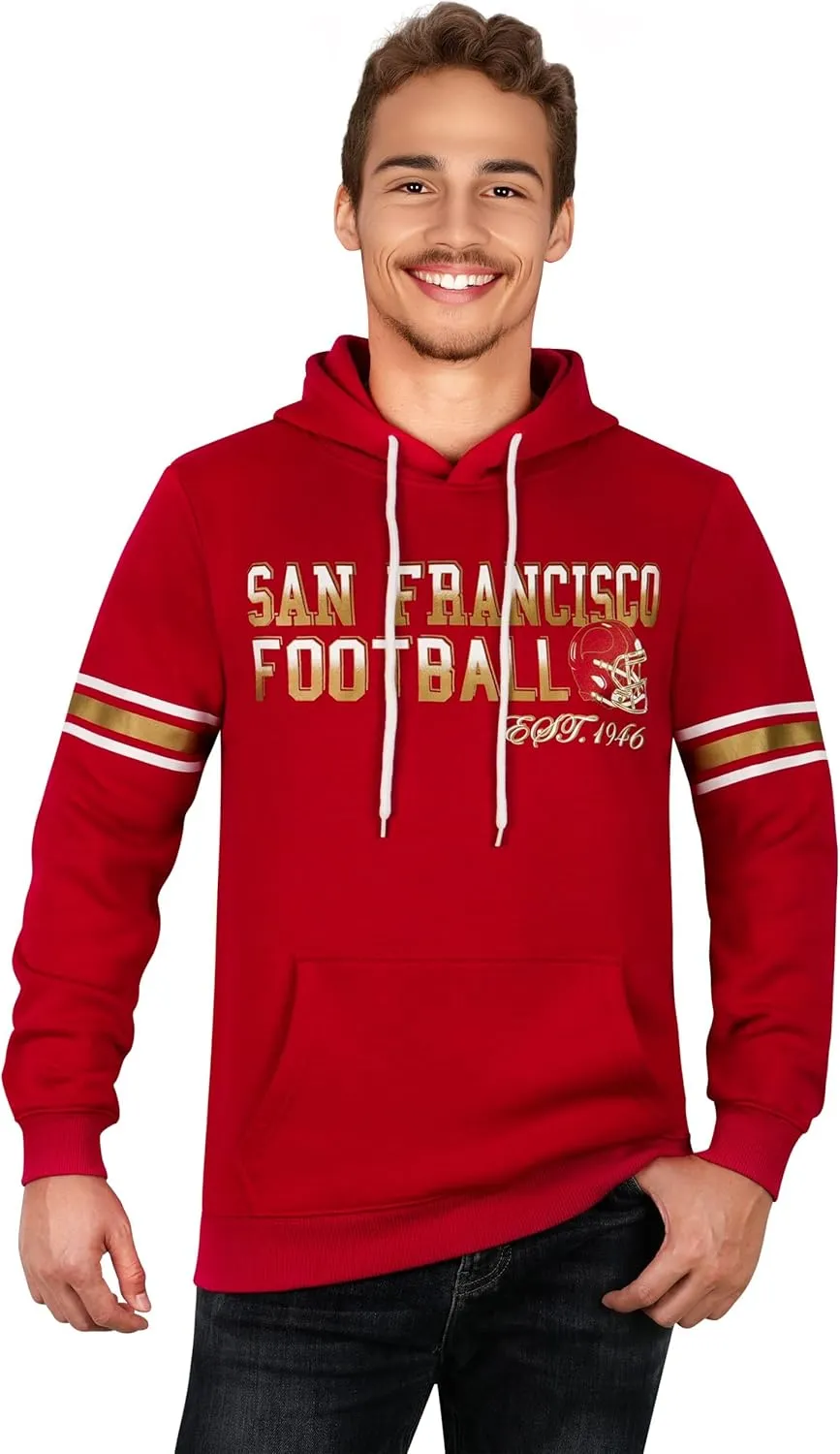 Mens City Football Athletic Fleece Hoodies Pullover Stripes Sweatshirts