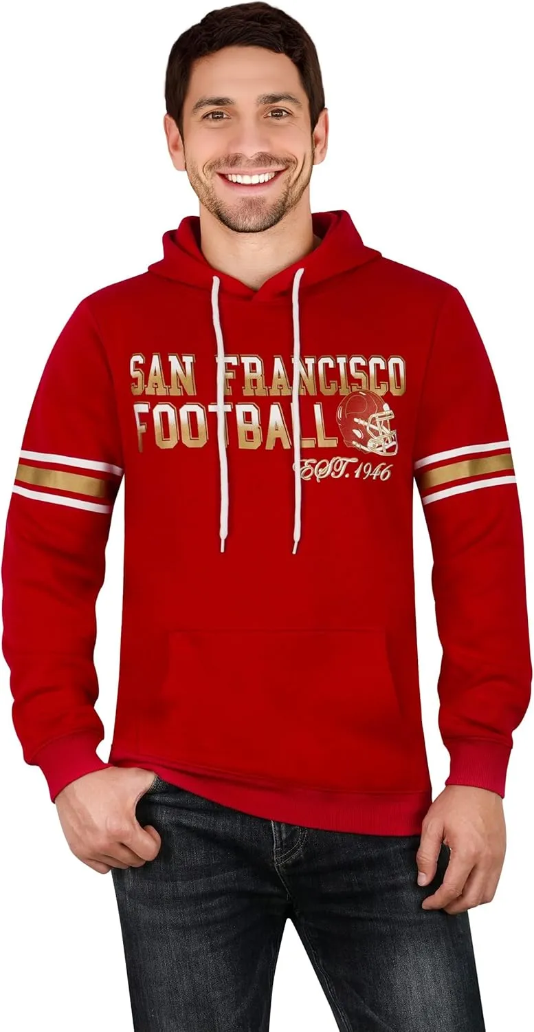 Mens City Football Athletic Fleece Hoodies Pullover Stripes Sweatshirts