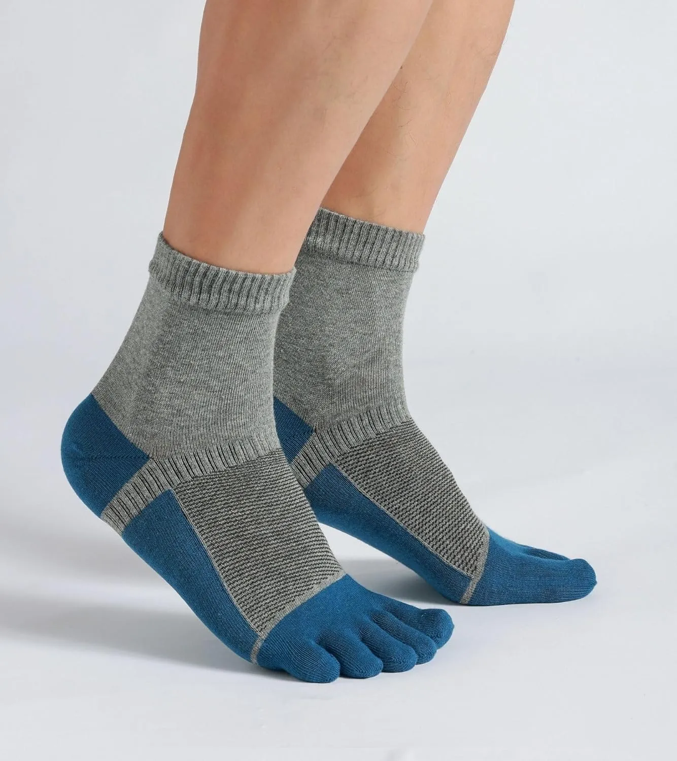 Men's Five Finger Toe Socks Cotton Crew Casual Colorful Patterned 5/6 Pairs