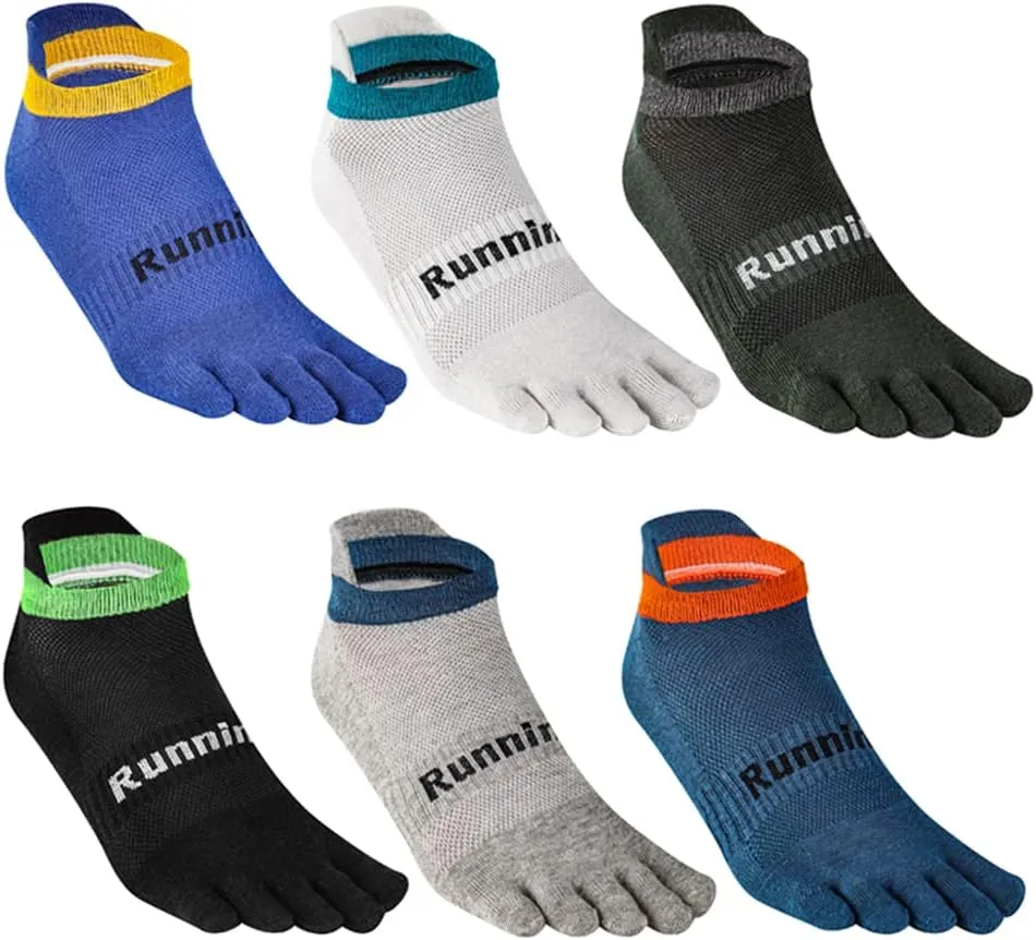 Men's Five Finger Toe Socks Cotton Crew Casual Colorful Patterned 5/6 Pairs
