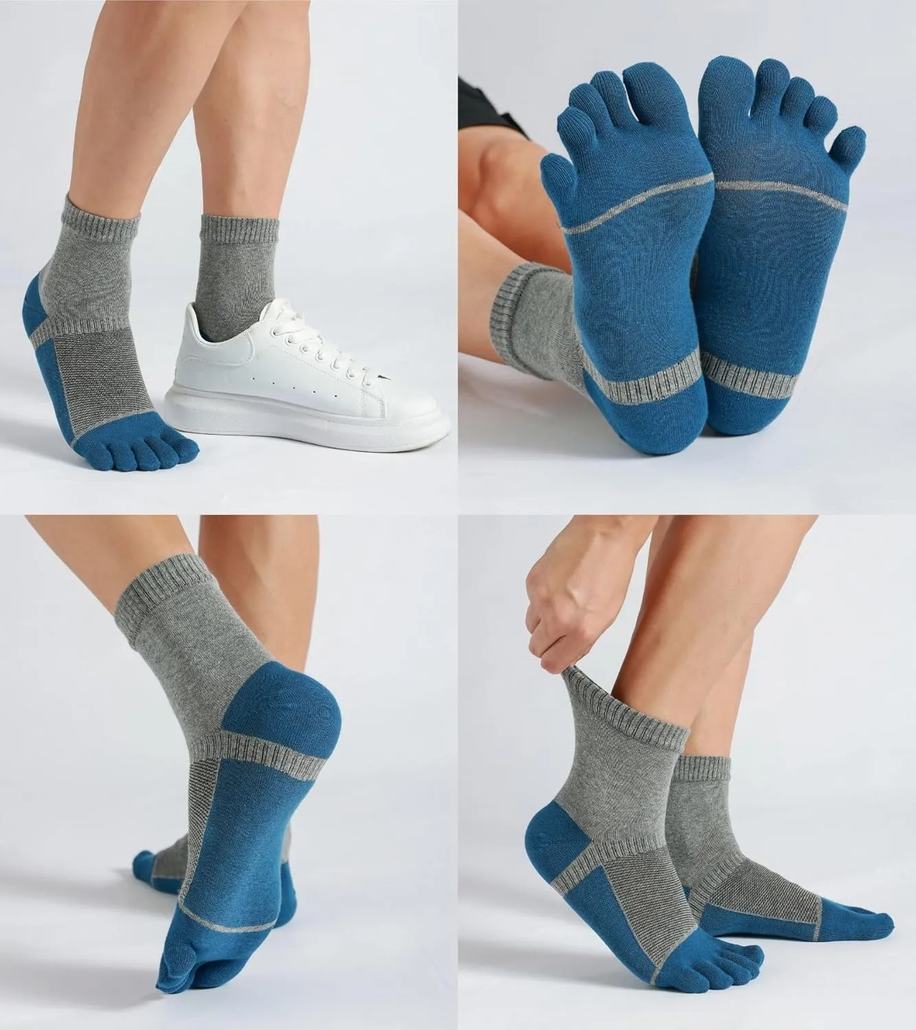 Men's Five Finger Toe Socks Cotton Crew Casual Colorful Patterned 5/6 Pairs