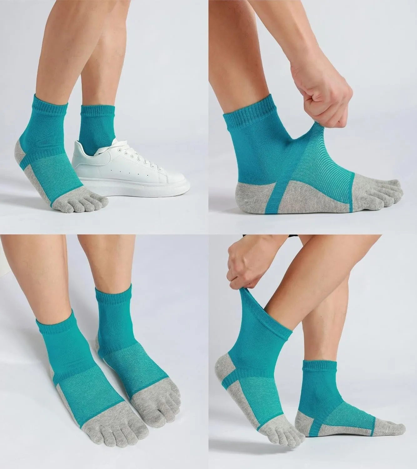 Men's Five Finger Toe Socks Cotton Crew Casual Colorful Patterned 5/6 Pairs