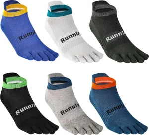 Men's Five Finger Toe Socks Cotton Crew Casual Colorful Patterned 5/6 Pairs