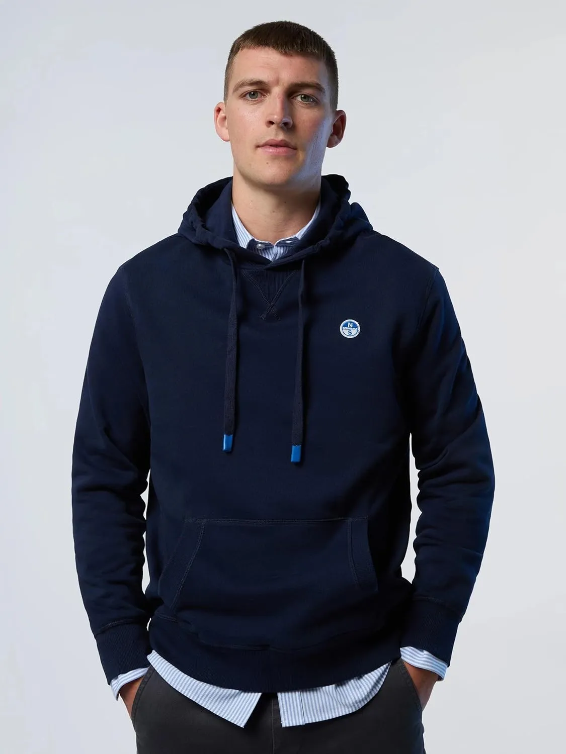Men's Hooded Sweatshirt with Mini Logo and Pouch Pocket