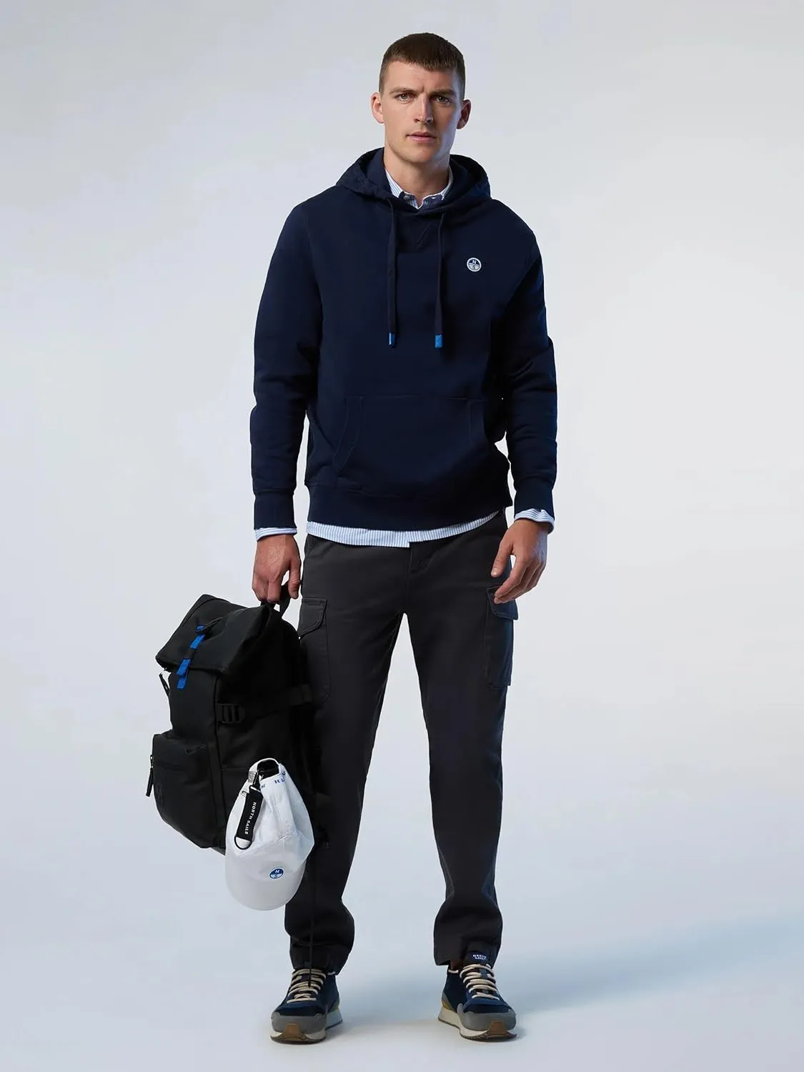 Men's Hooded Sweatshirt with Mini Logo and Pouch Pocket