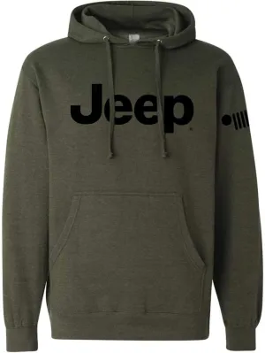 Mens Jeep® Text Logo Military Green Hoodie Hooded Sweatshirt with front pocket pouch