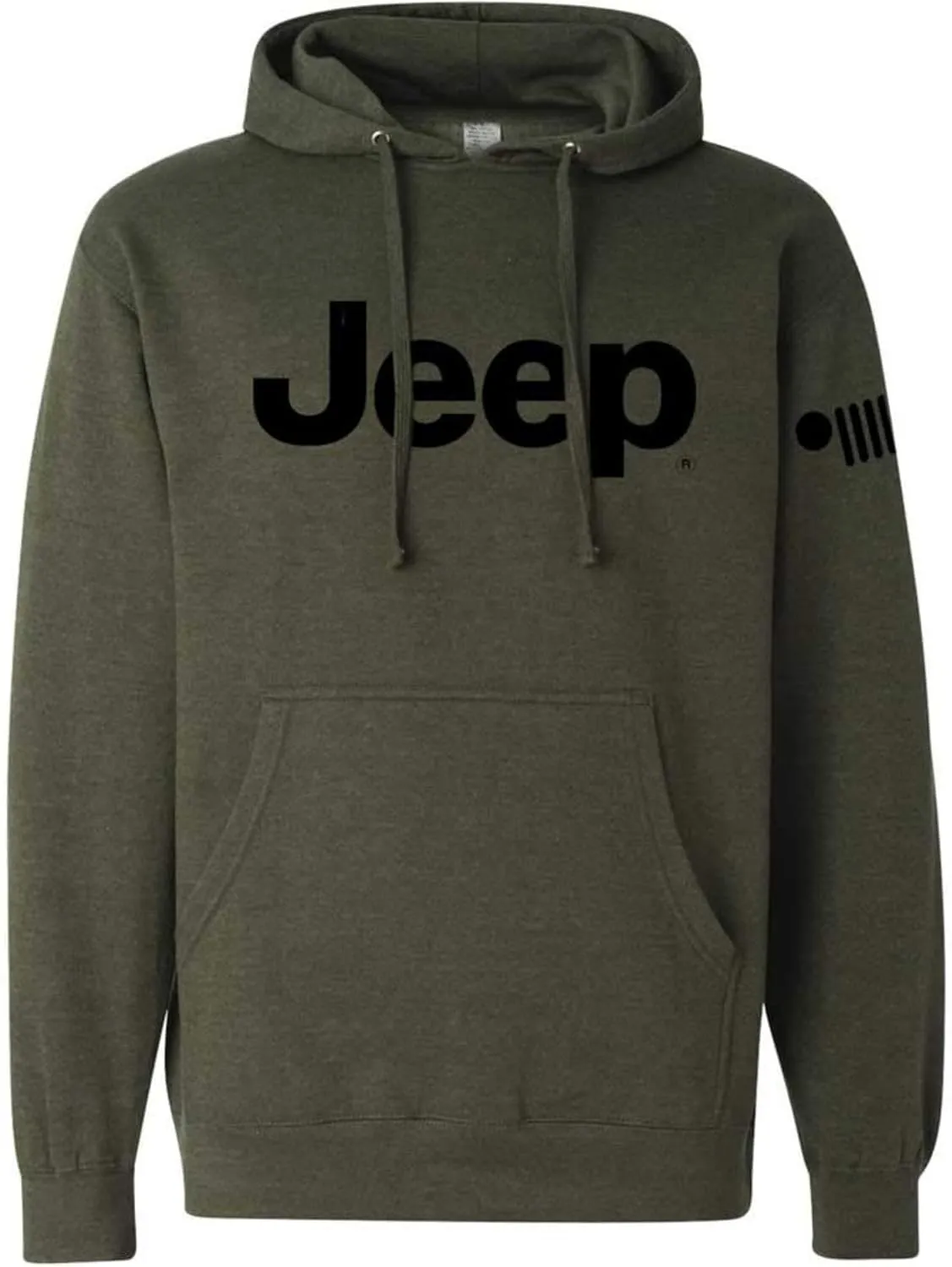 Mens Jeep® Text Logo Military Green Hoodie Hooded Sweatshirt with front pocket pouch