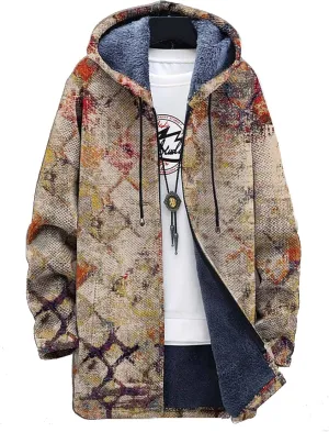 Men's Long Cardigan Hoodies 2023 Fashion Patterned Fleece Lined Full Zipper Cable Knit Sweater Coats with Pockets