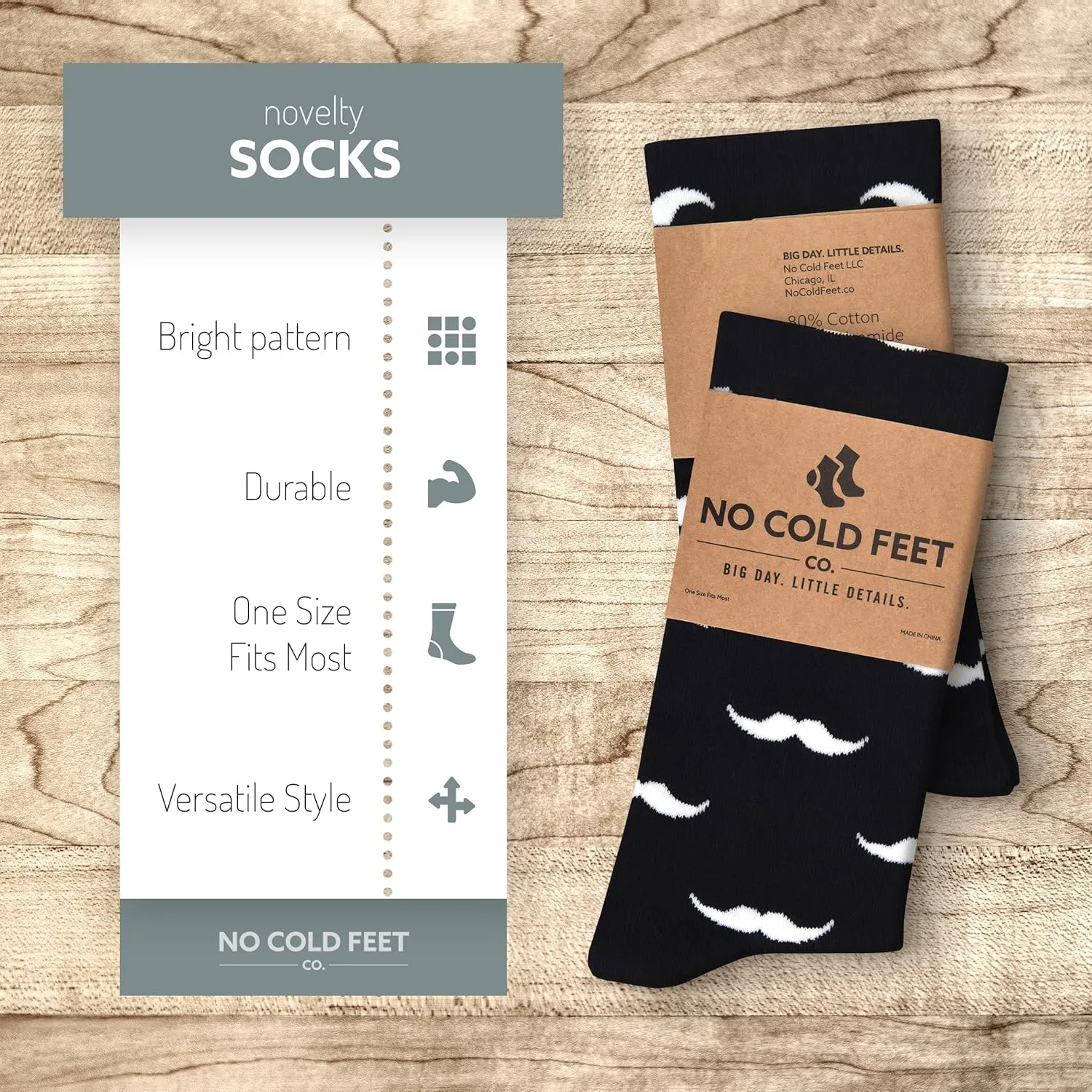 Men’s Novelty Dress Socks, Fun Colorful Patterned, Mid-Calf, Cotton Blend, One Pair