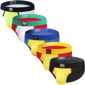 Men's Underwear Briefs 5-Pack Cotton Low Rise Multi Color Soft Underpant