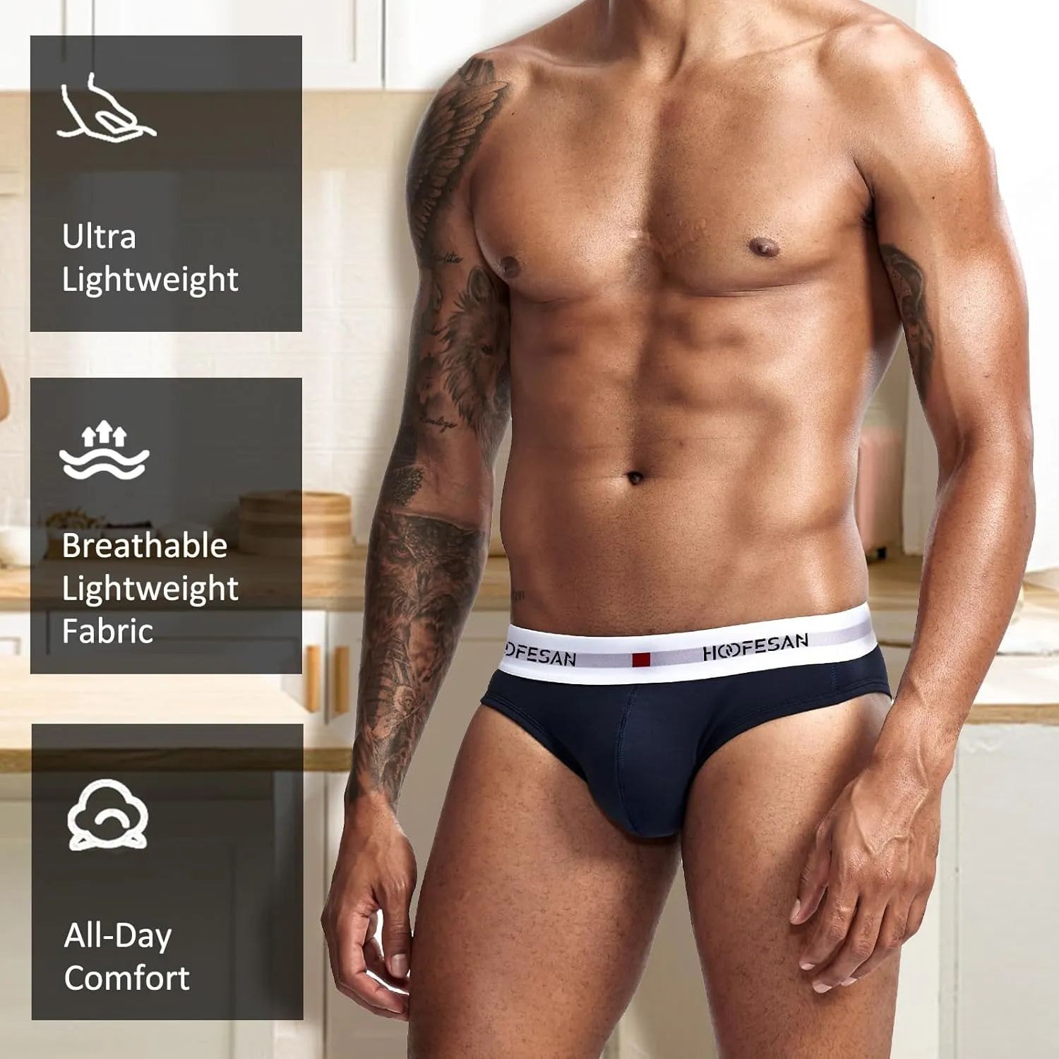 Mens Underwear Briefs Pack Stretch Cotton Low Rise Briefs for Men Wide Waistband Multipack