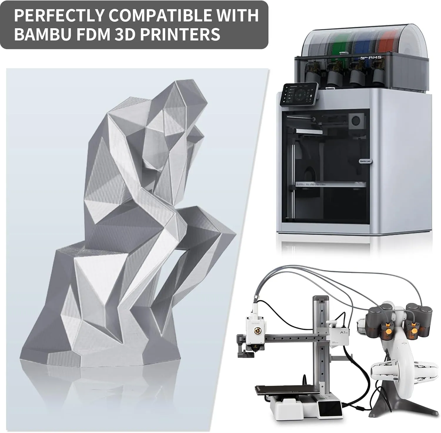 Metallic PETG Filament 1.75mm, TINMORRY Rapid PETG 3D Printing Filament, PETG with a Rapid Flow Rate, Compatible with Bambu Lab FDM 3D Printer, 1KG, Chrome/Metal Silver