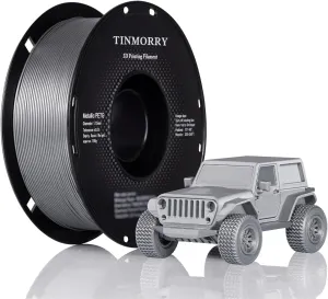 Metallic PETG Filament 1.75mm, TINMORRY Rapid PETG 3D Printing Filament, PETG with a Rapid Flow Rate, Compatible with Bambu Lab FDM 3D Printer, 1KG, Chrome/Metal Silver
