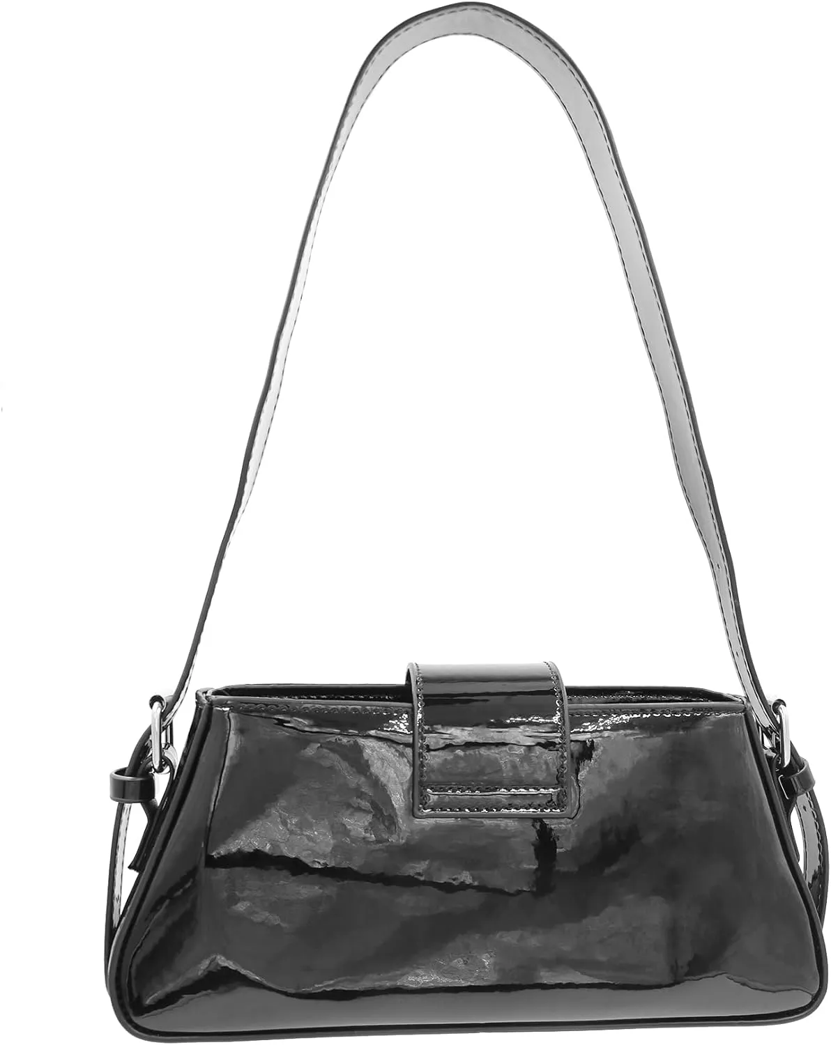 Metallic Shoulder Evening Bag Buckle Y2K Shiny Silver Underarm Purse for Women Boho Bags Ladies 90s Tote Clutch Handbag
