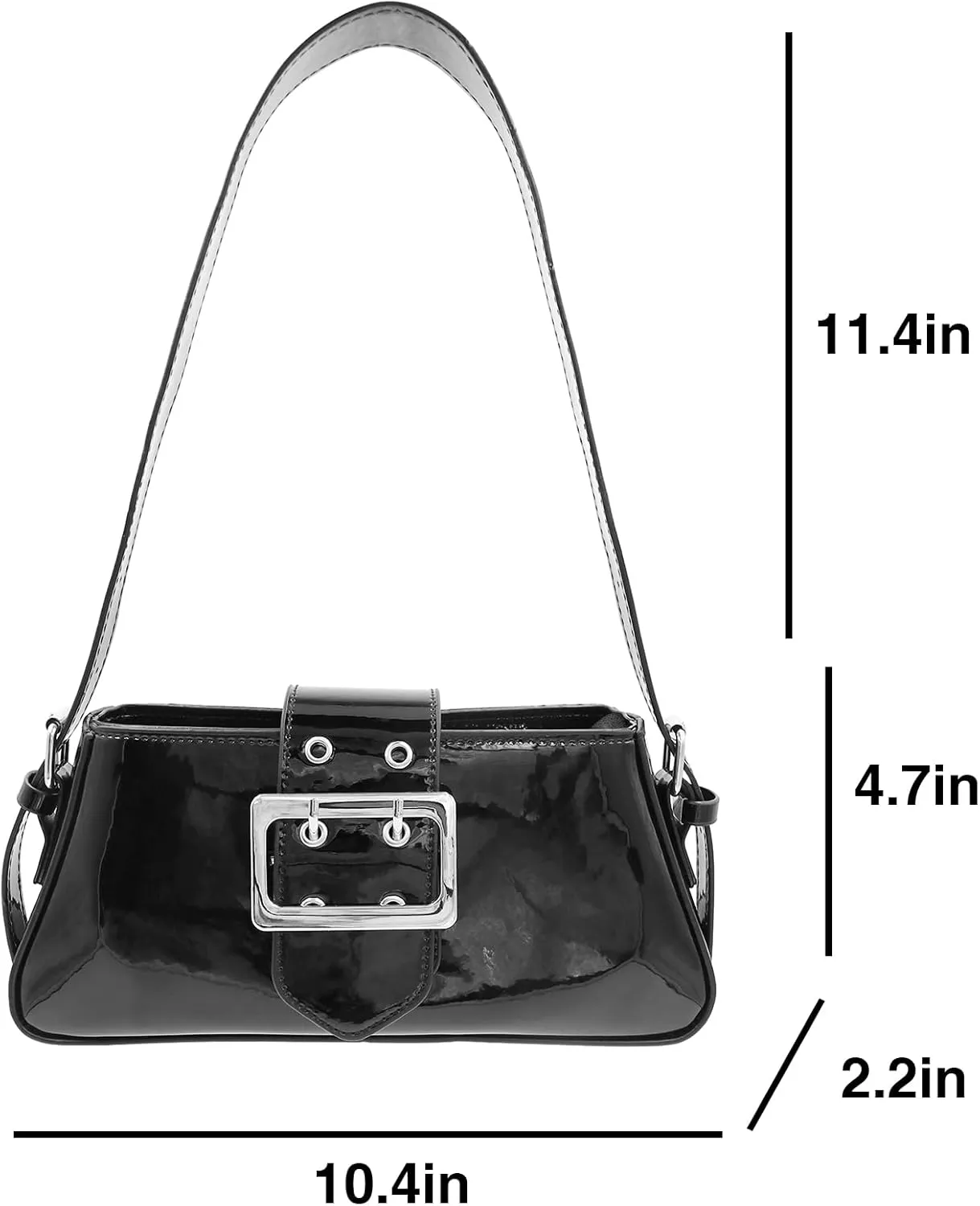 Metallic Shoulder Evening Bag Buckle Y2K Shiny Silver Underarm Purse for Women Boho Bags Ladies 90s Tote Clutch Handbag