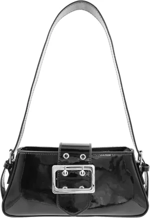 Metallic Shoulder Evening Bag Buckle Y2K Shiny Silver Underarm Purse for Women Boho Bags Ladies 90s Tote Clutch Handbag