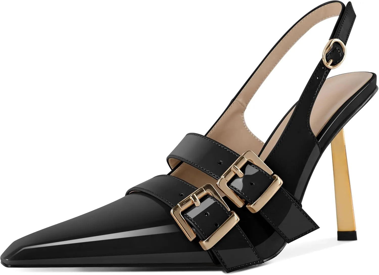 Mettesally Women Slingback Heels Pumps Shoes High Heels Stilettos Square Toe for Women Dressy Shoes 4 Inches