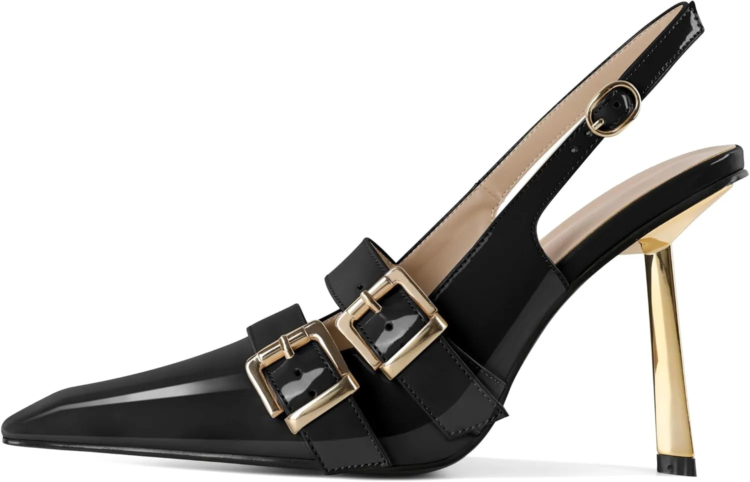 Mettesally Women Slingback Heels Pumps Shoes High Heels Stilettos Square Toe for Women Dressy Shoes 4 Inches