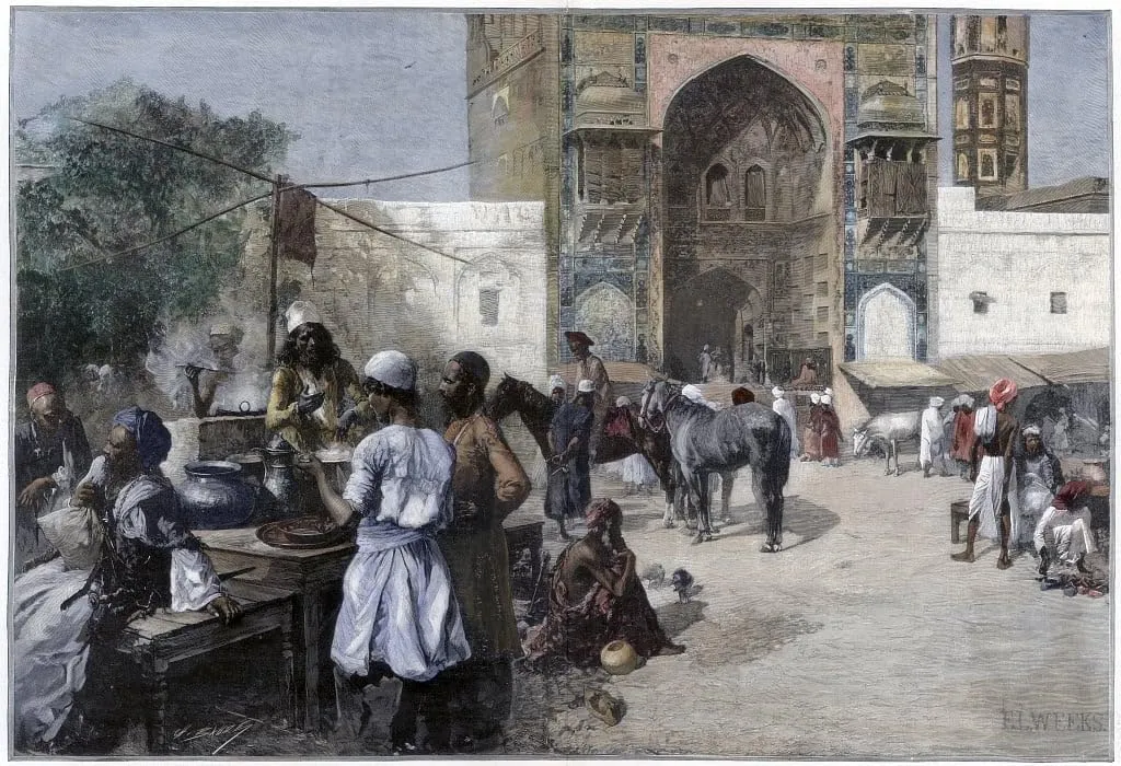 MHWZYTQFZ Famous Painting Artwork Wall Art Canvas Poster Print an Open-air Restaurant At Lahore India by Edwin Lord Weeks Famous Oil Painting for Office Decor 60x90cm