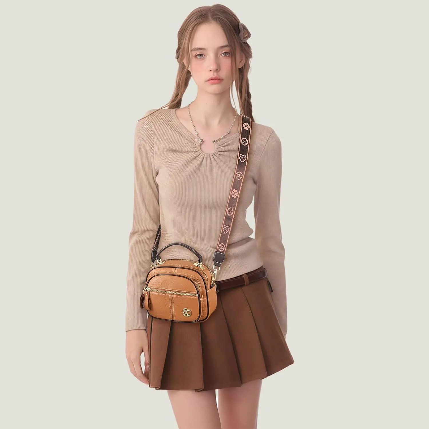 MHX Small Crossbody Bags Purses for Women, PU Leather Handbags Shoulder Bags with Adjustable Shoulder Strap