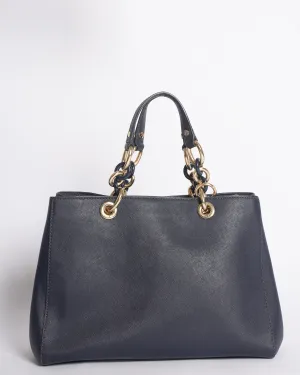 Michael Kors Cynthia Navy Leather Satchel Bag