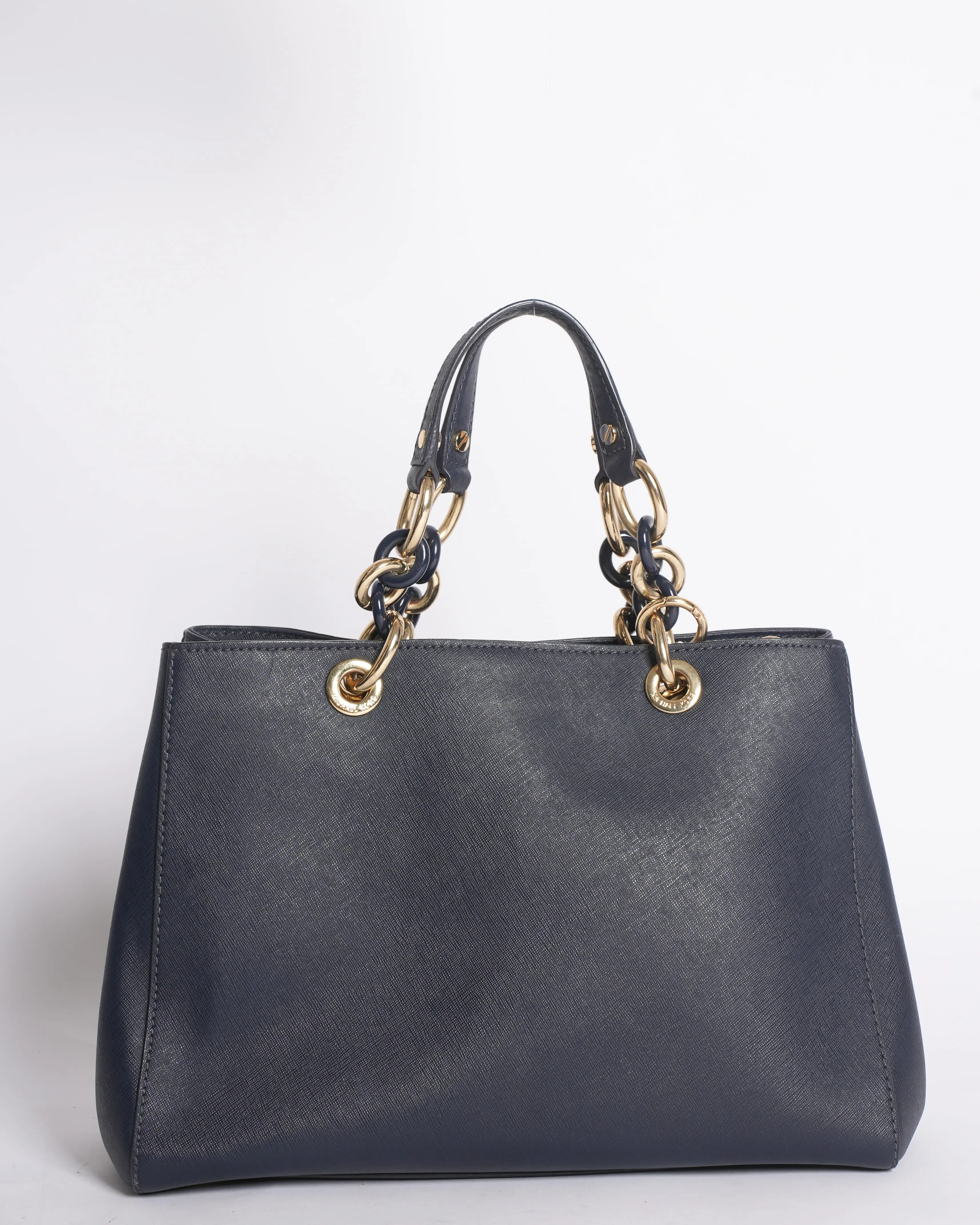 Michael Kors Cynthia Navy Leather Satchel Bag