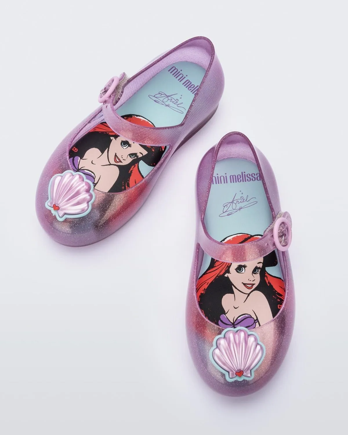 mini melissa Girl's Sweet Love   Disney Princess Mary Jane Jelly Flat for Toddlers & Babies - Jelly Shoes for Little Girls with Adjustable Strap & Side Buckle