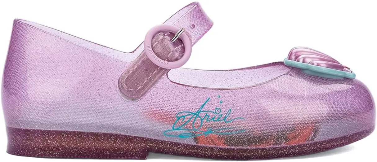 mini melissa Girl's Sweet Love   Disney Princess Mary Jane Jelly Flat for Toddlers & Babies - Jelly Shoes for Little Girls with Adjustable Strap & Side Buckle