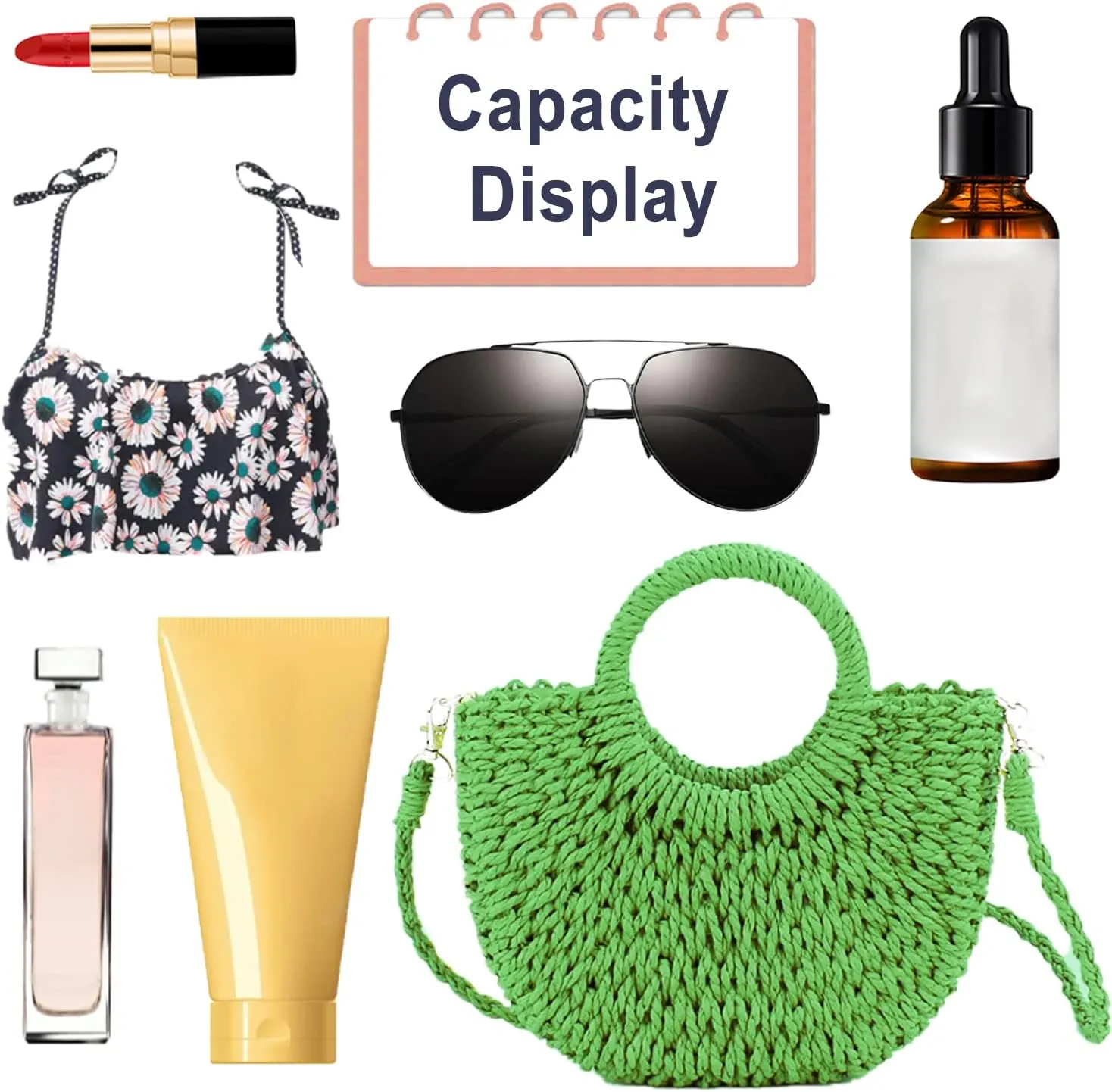 Mini Semi-circle Rattan Straw Bag, Hand-woven Women Summer Retro Beach Tote Shoulder Bag Crossbody Travel Beach Bag