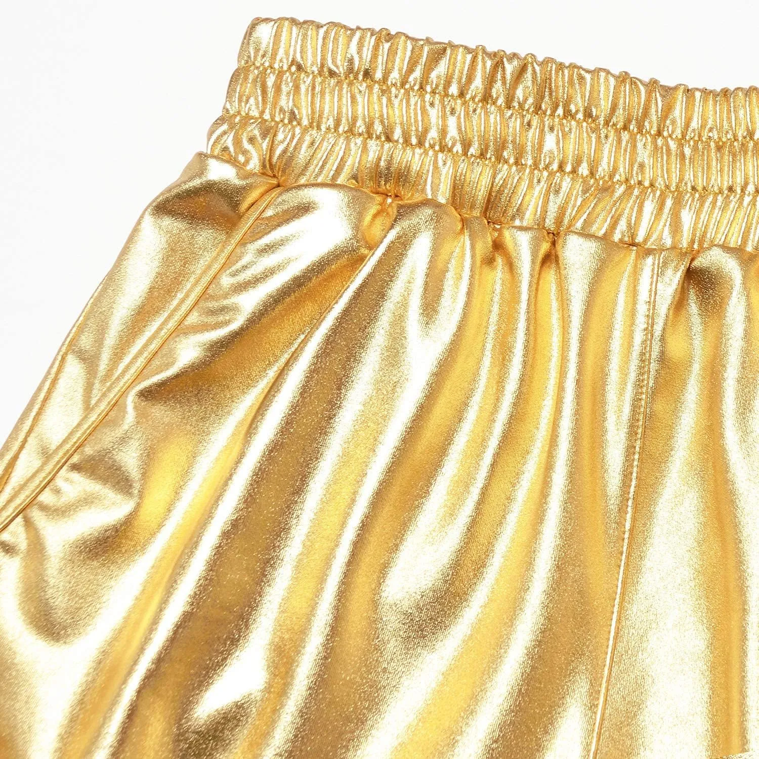 Mirawise Girls Metallic Shorts Shiny Hot Pants Sparkly Dance Outfits Short Pants with Sunglasses