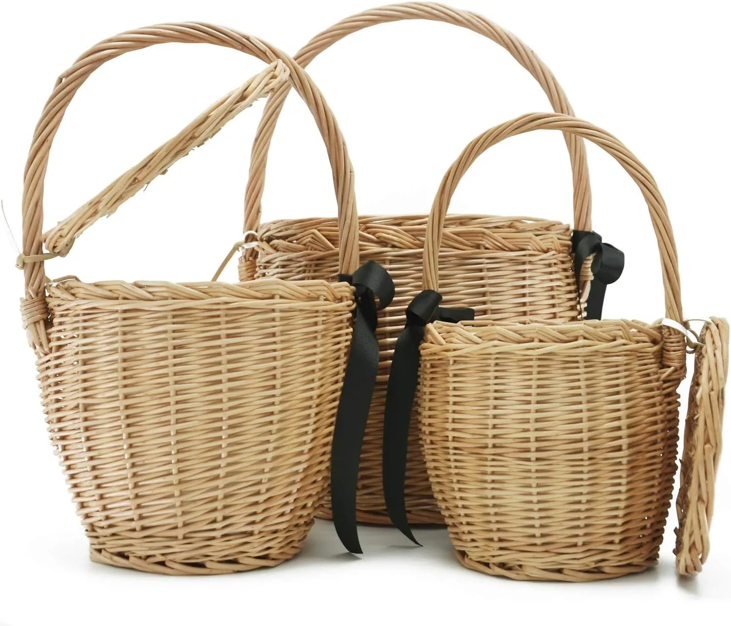 Miuco Womens Wicker Basket Bag Handmade Straw Rattan Bamboo Bag With Lid Handbag