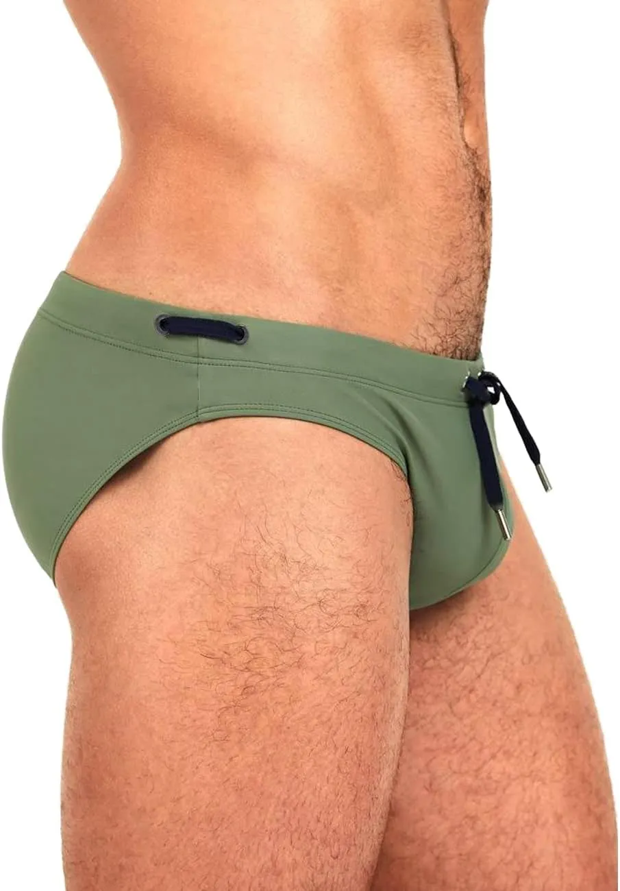 MIZOK Men's Swimwear Bikini Swimming Briefs Drawstring Swimsuits Board Surf Shorts Trunks
