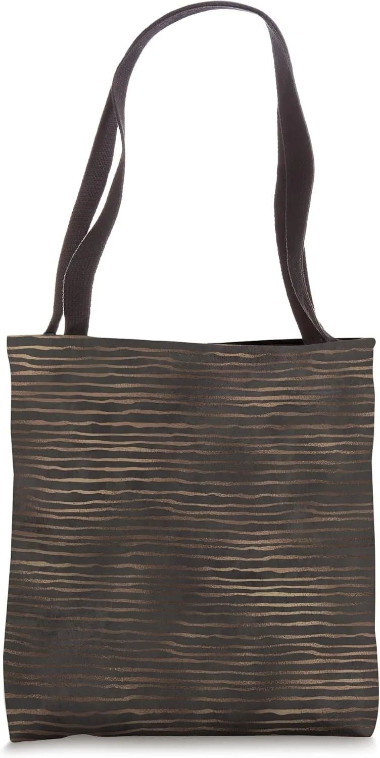Modern Brown Uneven Stripes Patterned Tote Bag