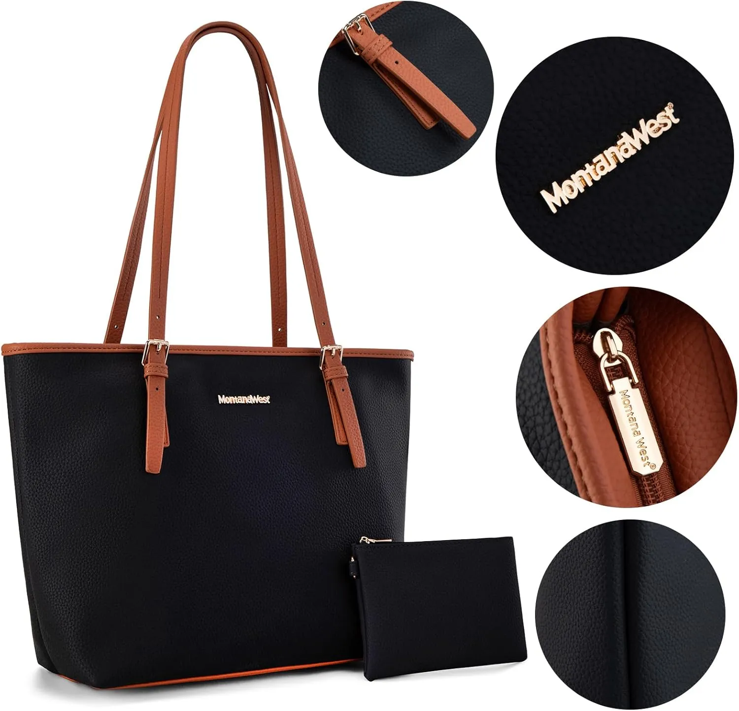 Montana West Tote Bags Vegan Leather Purses and Handbags for Women Top Handle Ladies Shoulder Bags