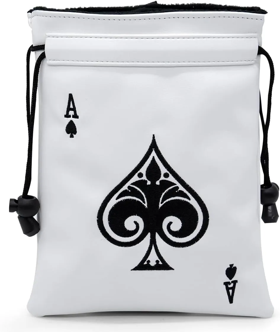 Montela Golf Valuables Pouch - Leather Tee & Ball Bag with Drawstrings