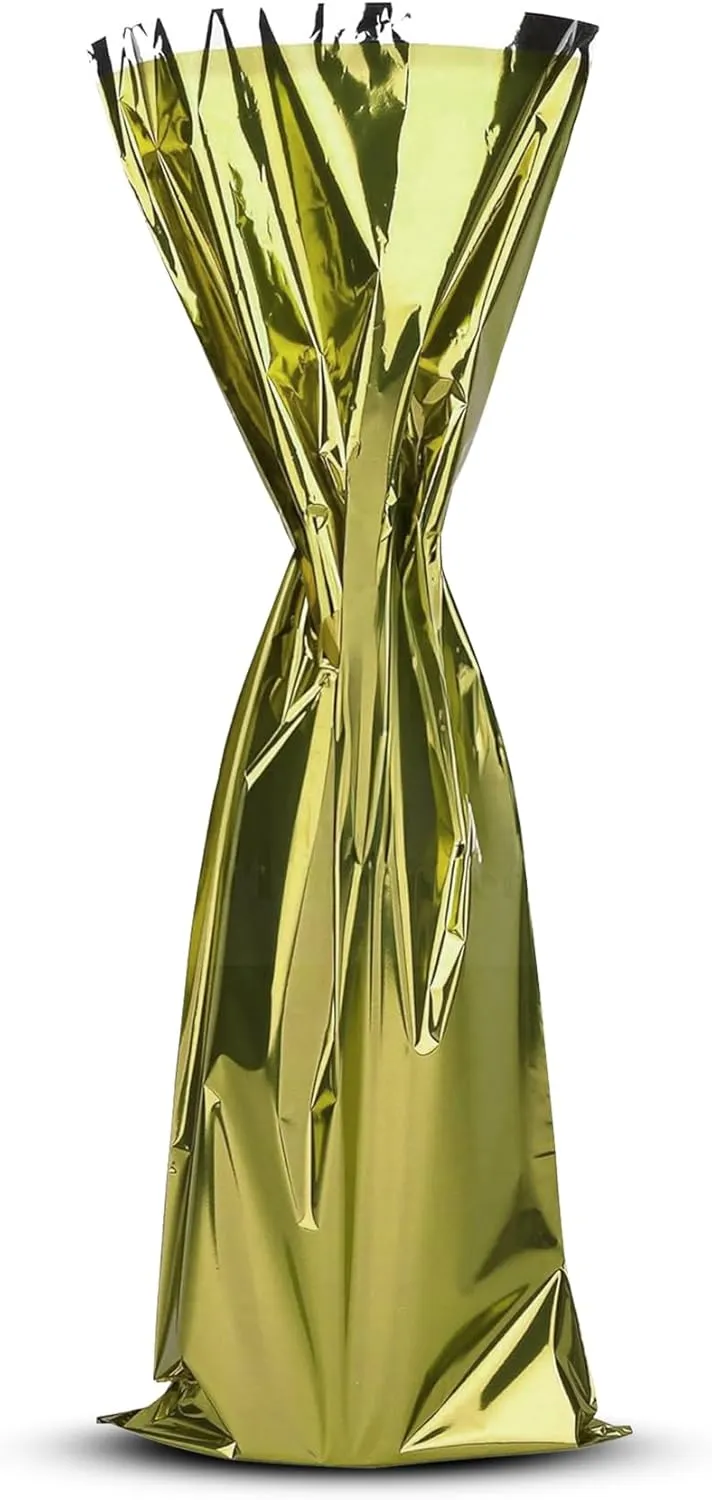 MT Products Gold Metallic Mylar Wine Gift Bags 6.5" x 18" - Great for wine Pull - Pack of 25