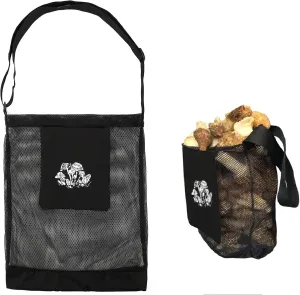 Mushroom Hunting Bag, Mushroom Foraging Bag, Mesh Foraging Pouch Harvesting Bag, Collapsible Fruit Gathering Mushroom Basket Picking Bag Apron for Bushcraft & Garden Enthusiasts Black